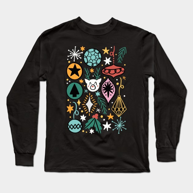 Christmas vintage ornaments Long Sleeve T-Shirt by nataliagonzalez